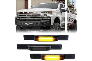 GSOWO [Upgraded Version] 3 PCS Super Bright Amber LED Center Grille Light Kit for 2019-2025 Chevrolet Silverado 1500 2500HD 3