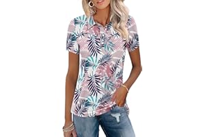 TFSDOD Womens Golf Polo Shirts Collared Short Sleeve T Shirt Lightweight Moisture Wicking Polo Casual 3 Buttons Outfits