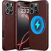 LOHASIC Magnetic Case for iPhone 16 Pro Max, Compatible with MagSafe, Vintage Luxury PU Leather Slim Profile ProMax Phone Cover, 6.9 Inch - Brown