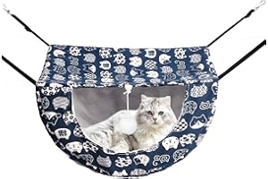 ADMAISON Cat Hammock for Cage with Ball,Hanging Pet Hammock Bed Adjustable,Double Layer Soft Sleeping Hammock for Cats,Ferret,Puppy,Rabbits,Small Animals,1Pack (Blue)