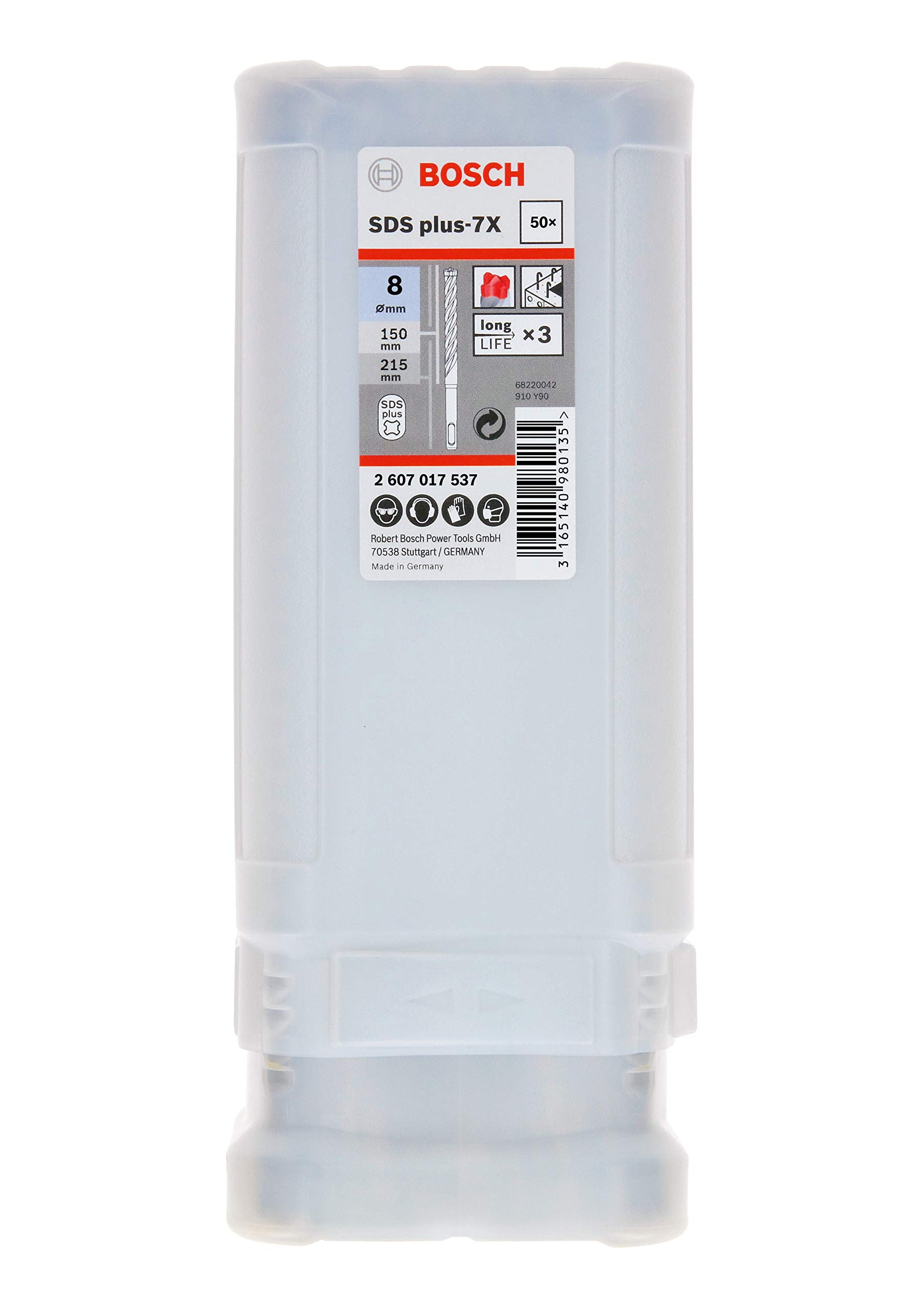 Bosch Professional 2607017537 SDS plus-7X hammer drill bits (for concrete and masonry, 8 x 100 x 165 mm, hammer accessories), 165 mm