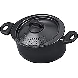 Bialetti Oval 5 Quart Pasta Pot with Strainer Lid, Nonstick, 1, Black