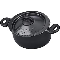 Bialetti Oval 5 Quart Pasta Pot with Strainer Lid, Nonstick, 1, Black
