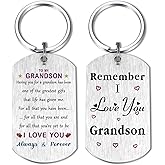 To My Grandson Gifts from Grandma Grandpa - Grandson Birthday Adult Keychain Gifts for Little Boy