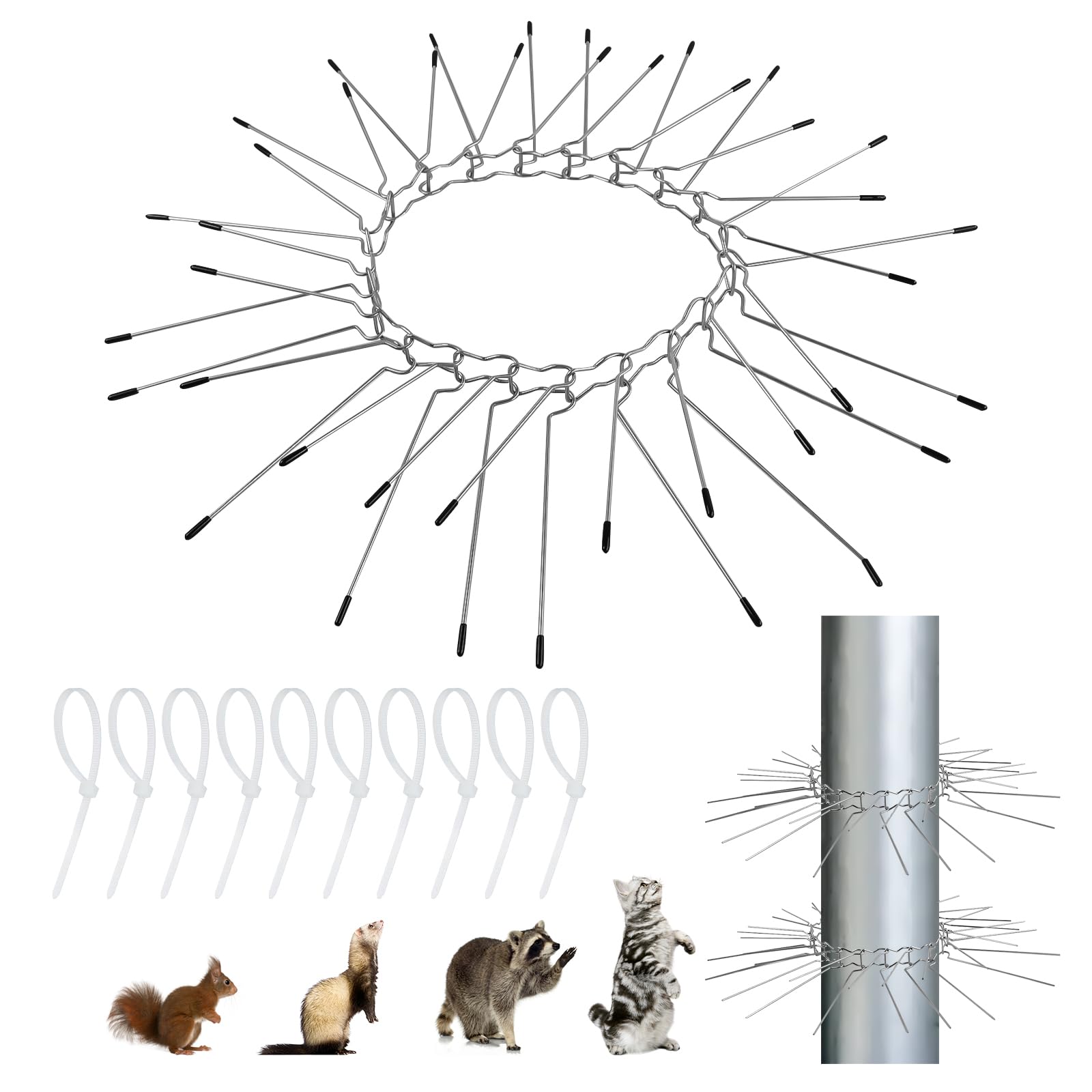 1 Set Anti Cat Belt For Trees, Cat Repellent Belt Adjustable Marten Repellent, Digging Deterrent Stainless Steels Cat Barrier Cat Spikes For Home, Gutter And Tree, Marten Protection, Downpipe