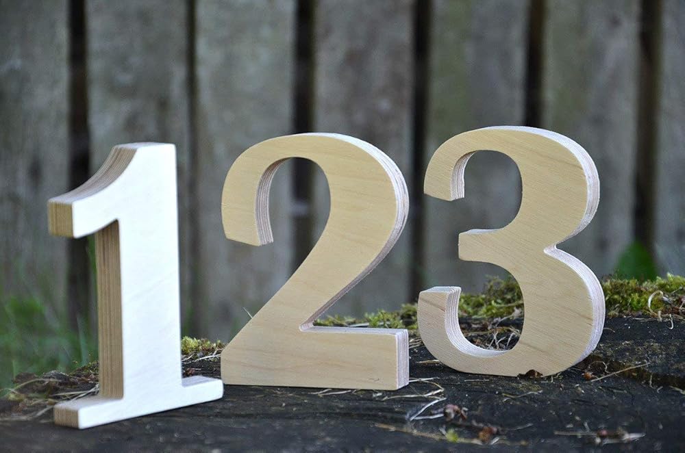 110 5 inches Wooden Numbers Free Standing Wedding Table Numbers Cafe or