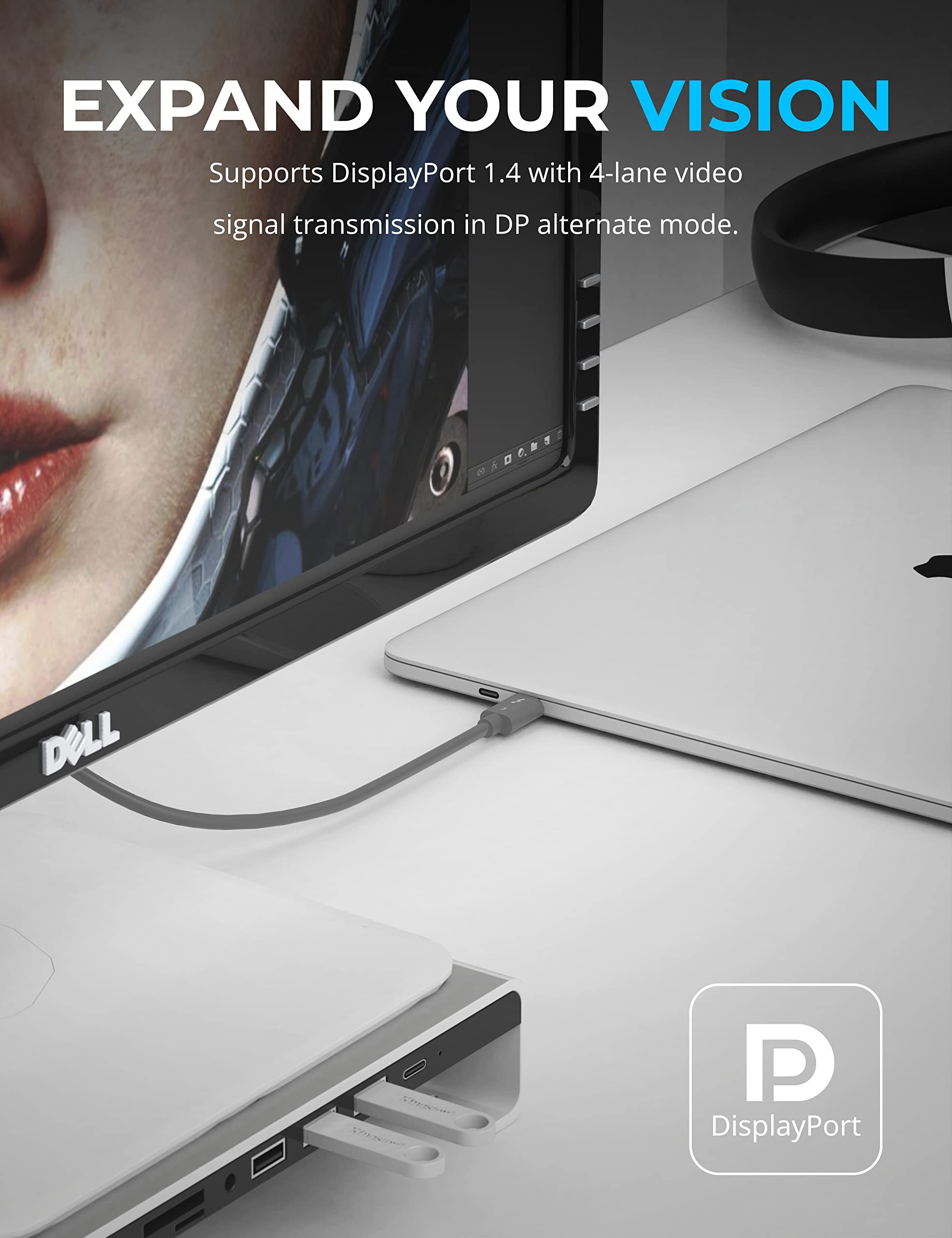 SABRENT usb c Thunderbolt 3 cable 100W (Intel certified) 40Gbps, USB-C tb3 for a super fast transfer and charging, Docking station, Laptops, MacBooks, Galaxy S22 S21 S20, and more, 20cm (CB-T320-GRY)