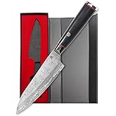 Miyake 7.5" Damascus Chef Knife, Professional Japanese Gyuto Knife, Sharp Steel Blade with G10 & Pakkawood Handle for Restaurant Home Kitchen