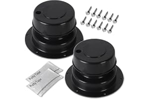 Aussio (2 Pack, Black) RV Roof Vent Cover Kits with Putty Tape and Screws Camper Vent Cap for RV Trailer RV Roof Vent Cover Replacement RV Plumbing Vent Caps Kit for 1" to 2-3/8" OD Pipe