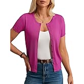 GRACE KARIN Short Sleeve Cardigans for Women, 2026 Summer Knitted Sweater Tops, Basic Crew Neck Crop Outfits
