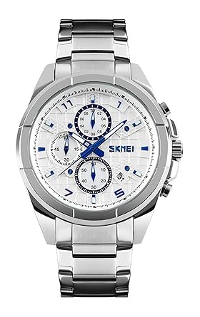 Skmei Chronograph White Dial Mens Watch - 9109