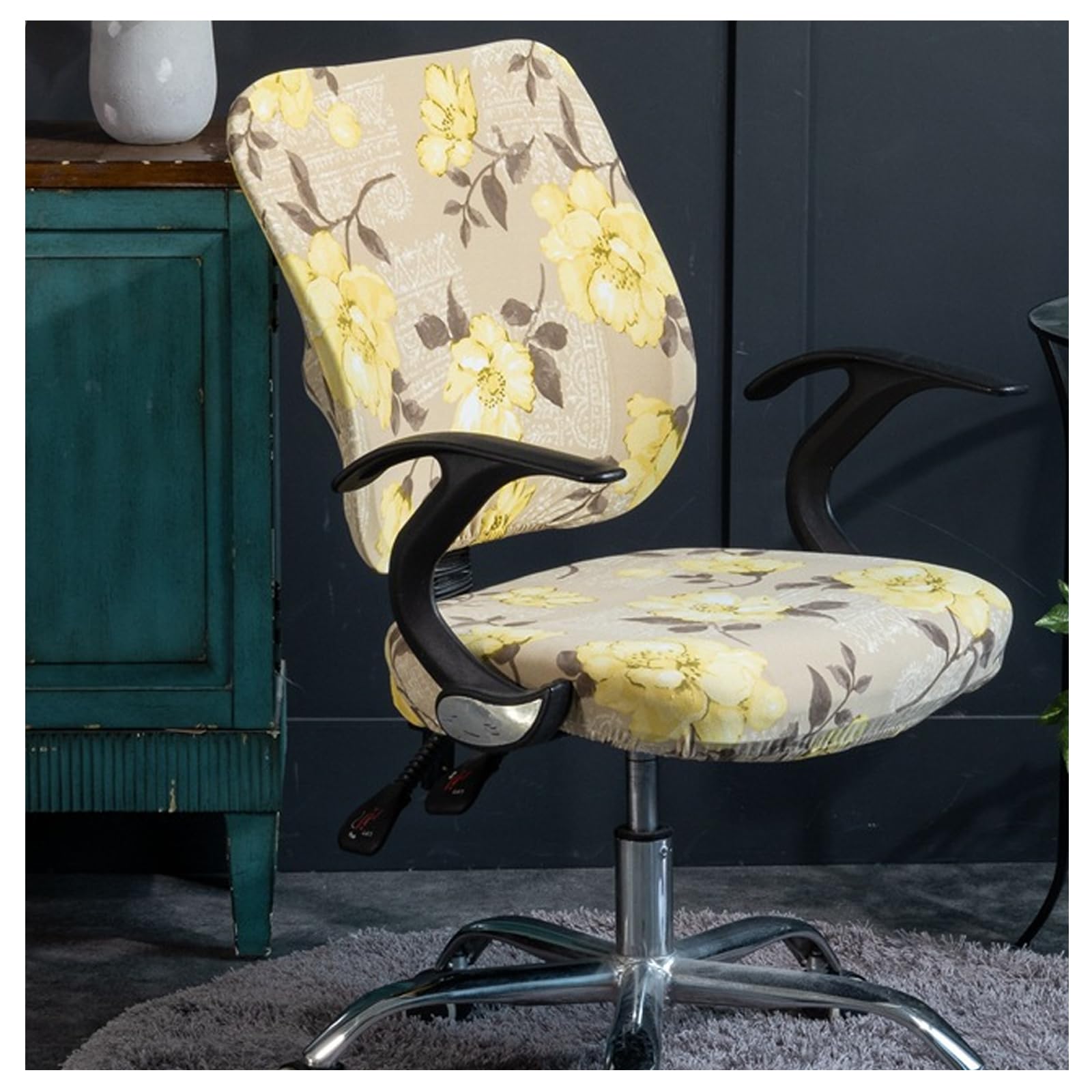 wonderfulwu Stretch Chair Covers Spandex Office Computer Chair Cover Removable Washable Rotate Swivel Chair Protective Covers