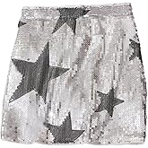 MakeMeChic Girl's Star Glitter Sequin Mini Skirt Straight Hem Elastic Waist Party Skirts