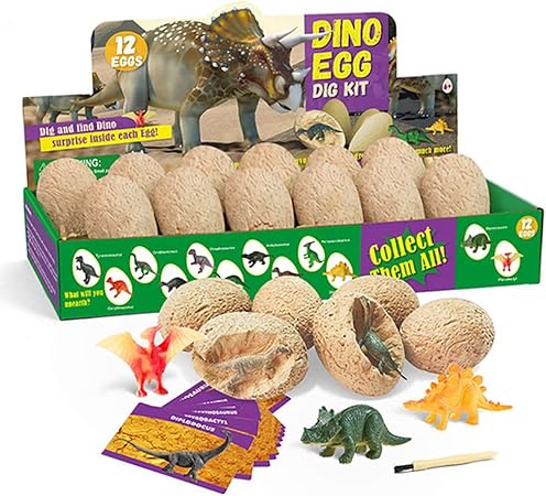 Amazon Lulaa 化石モデル 化石発掘おもちゃ 恐竜卵 発掘体験 おもちゃ 知育玩具 12個セット Diy 面白い 考古学 シミュレーション 恐竜化石 ギフト 赤ちゃん 幼児のおもちゃ おもちゃ