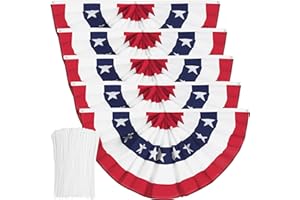 BOOSON USA Pleated Fan Banner Patriotic Half Fan Banner Flag with Canvas Header and Brass Grommets for 4th of July Memorial Day Indoor Outdoor Decoration (5, 1.5x3 Feet)