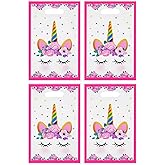 Agaommio 40pcs Unicorn Goodies Bags Party Favor Christmas Gift Bag Plastic Gift Treat Goodie Bags with Handles, Small Pink Candy Bags for Girls Birthday Theme Party Supplies Return Gifts (16 * 24cm)