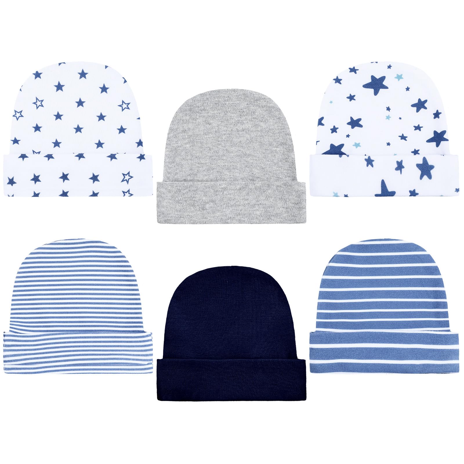 Photo 1 of Newcotte 6 Pcs Preemie Baby Hats Cotton Preemie Caps Warm Newborn Beanie Premature Hat for Nicu Premature Boy Girl(Fashion Color,Striped and Star Style)
