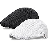 Taidor 2 Pack Men's Mesh Cap Breathable Summer Newsboy Hat Adjustable Beret Ivy Cap Irish Cabbie Driving Hunting Hats