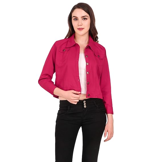 pink denim jacket amazon