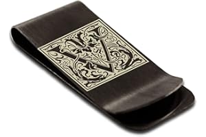 FLAMEREFLECTION Stainless Steel Money Clip For Men Dad Boy Friend Father Floral Initial Letter Box Monogram Wallet Cash Card Holder