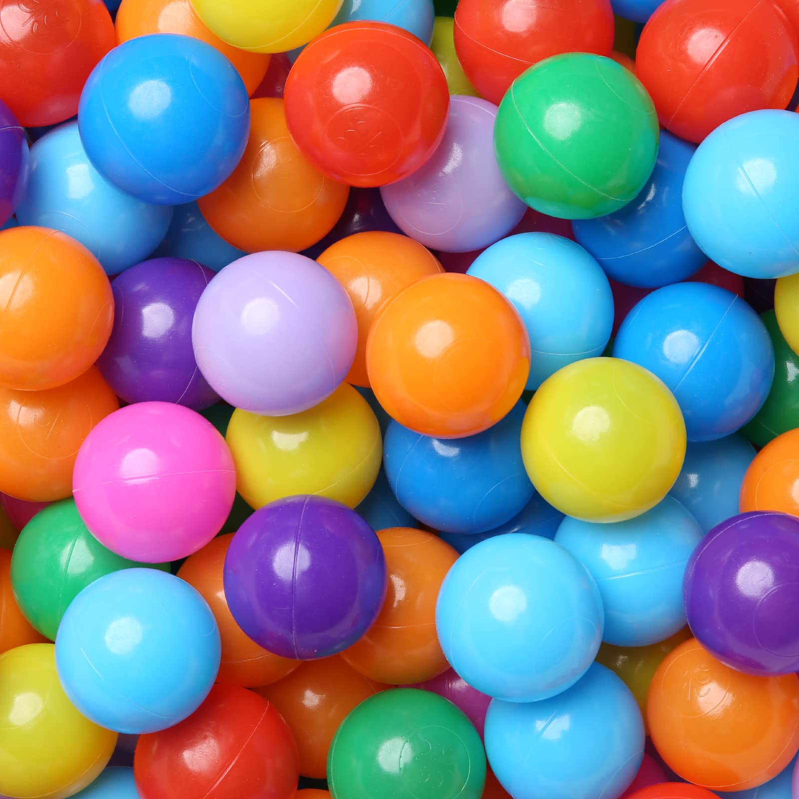 Photo 1 of Realhaha Ball Pit Balls 100 Play Balls Plastic Balls for Baby Girls Toddlers Kids Play Tent Pool Playhouse Playpen Party Decoration, Red Orange Purple Blue Green, 2.36inch