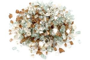 Stanbroil 10-Pound Blended Fire Glass - 1/4 inch Reflective Tempered Fire Glass Blended Gold, Light Green, Copper Reflective for Indoor and Outdoor Gas Fire Pits and Fireplaces