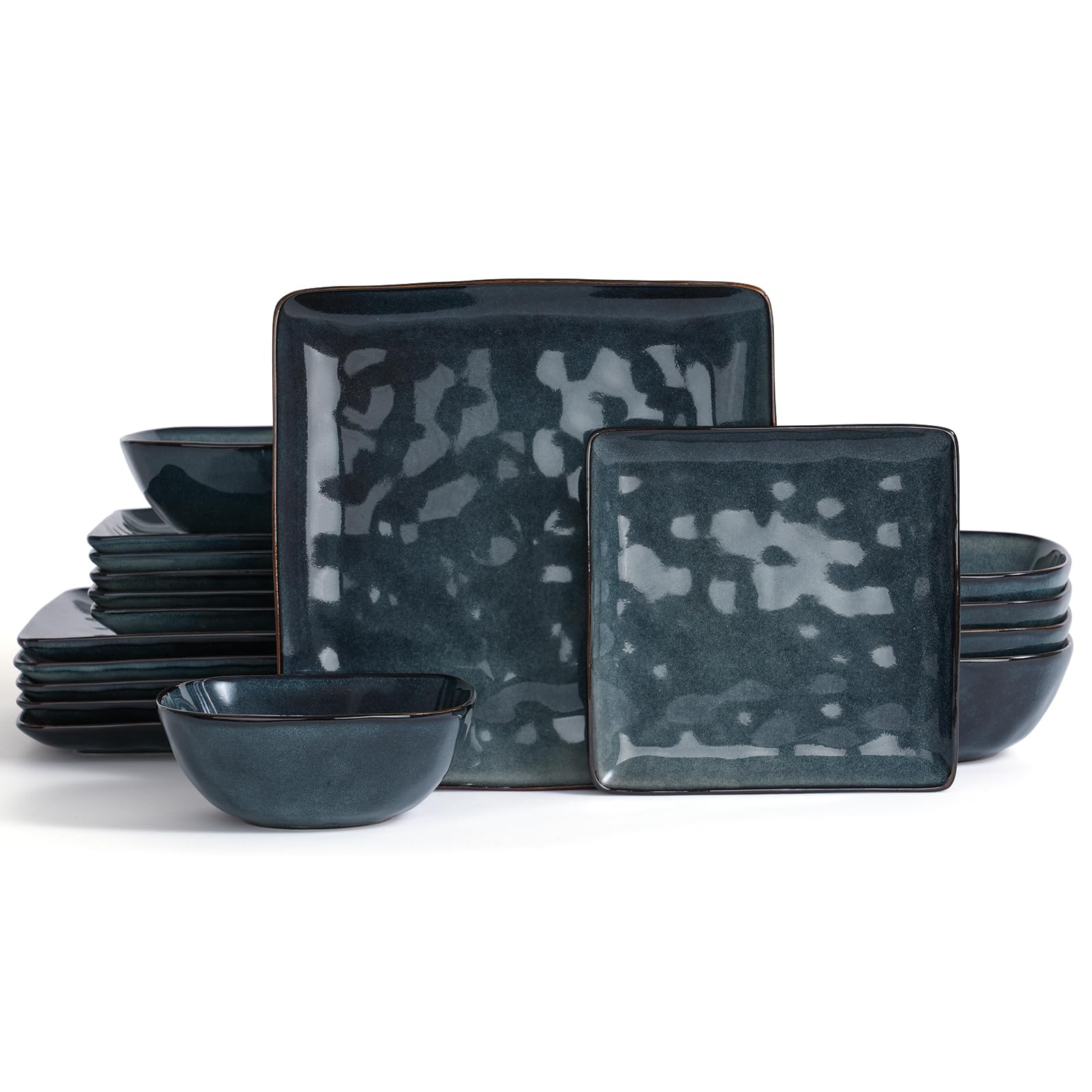 Photo 1 of ***FACTORY SEALED***
Famiware Ocean Square Plates and Bowls Set, 18 Pieces Dinnerware Sets, Dishes Set for 6, Microwave and Dishwasher Safe, Scratch Resistant, GREY