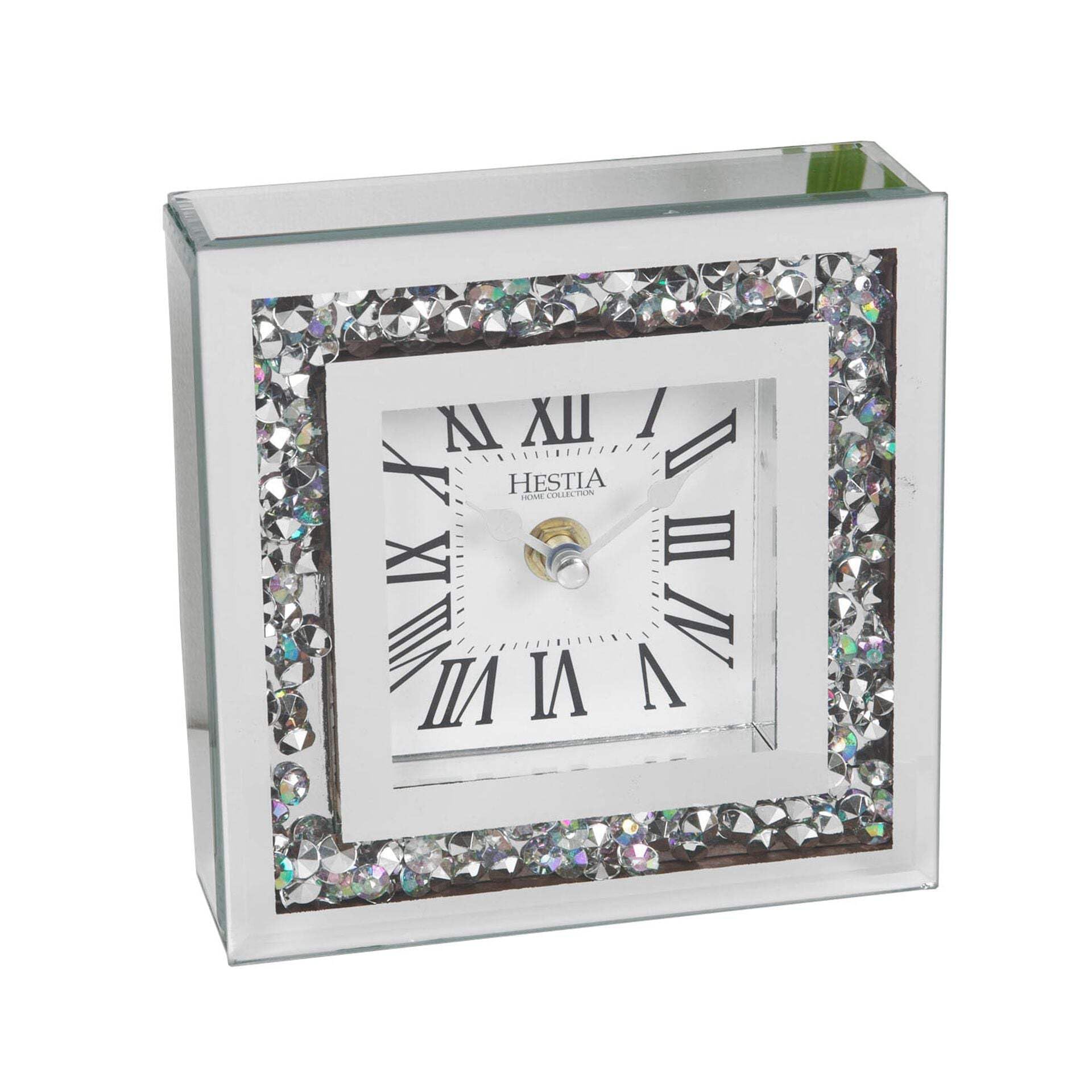 Widdop Hestia Crystal Border Mantel Clock 15cm