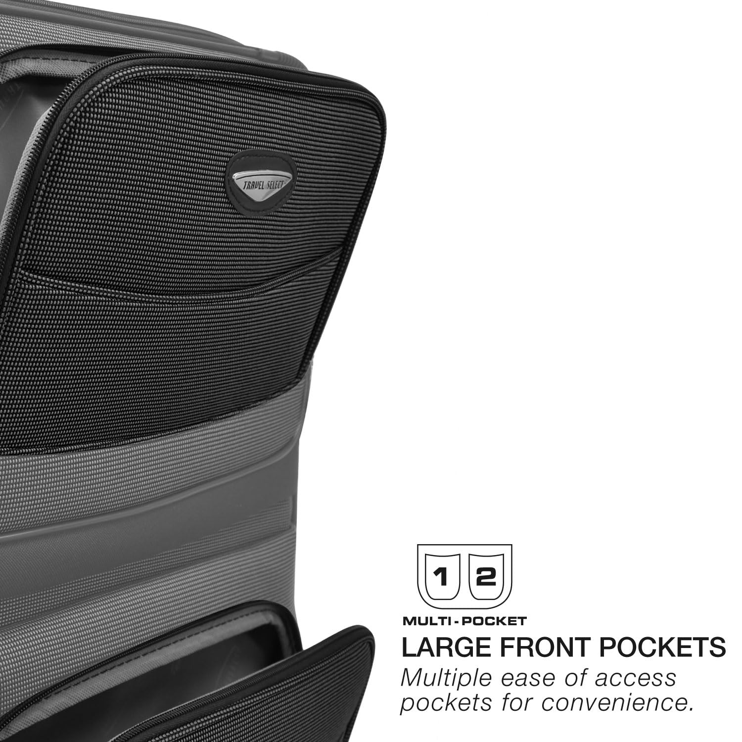 Travel Select Amsterdam Softside Expandable Rolling Luggage, Lightweight 2-Wheel Check-In Suitcase with Push-Button Handle, Gray, 25