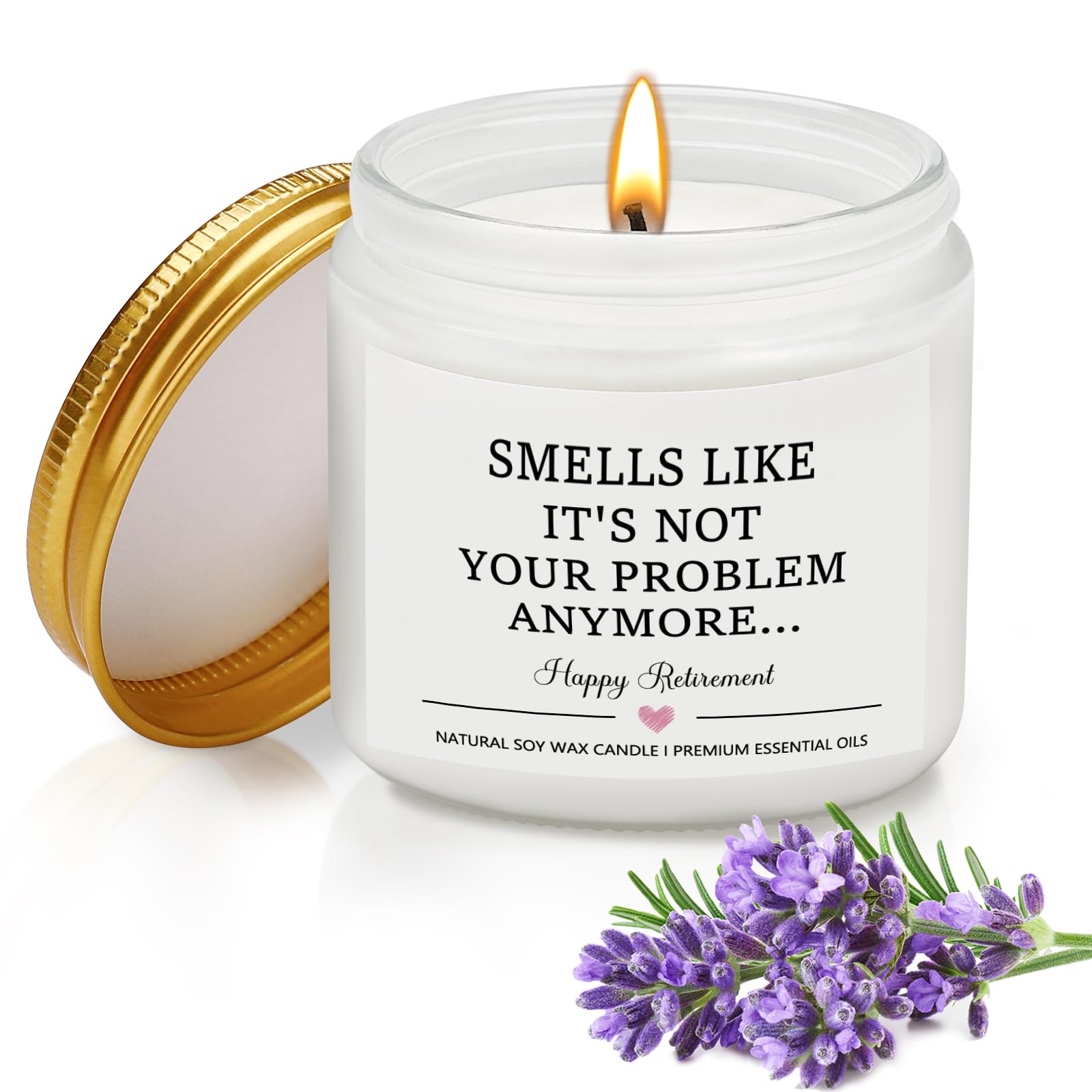 Funny Retirement Gifts for Women Men, Retirement Candle Present for Colleagues, Teachers, Coworkers, Friend, Soy Wax Lavender Scented Candle, 3.5oz