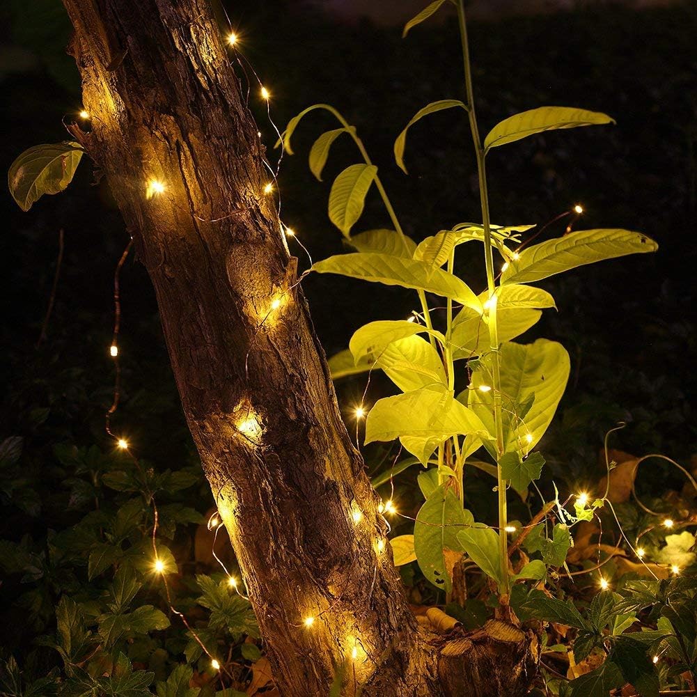 Windfirewheels Solar Powered Fairy Lights 100 Led 33 Feet 2 Modes Copper Wire Light Waterproof Outdoor Starry String Lights Amazing for Gardens Patio Gate Yard Lawn Party (1 Pack WW) : Garden & Outdoor