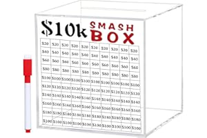 10K Smash Box,Clear Acrylic Unbreakables Piggy Banks Adult,Money Saving Challenge Box for Cash Coin,Must Break to Open Clear 