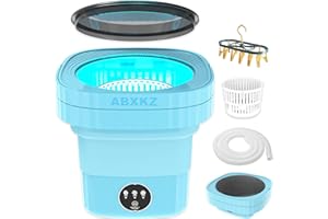 ABXKZ Portable Washing Machine, Mini Washing Machine Foldable, 6.5L Small Washer Machine and Dryer, Intelligent Bucket Laundry Machine with 3 Modes Deep Cleaning for Baby Clothes, Underwear, Socks, Travel