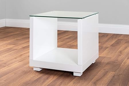 Furniturebox Uk Sandro Modern High Gloss And Clear Glass Stylish Coffee Side Hall End Console Table Living Room Set Side Table Only Amazon Co Uk Kitchen Home