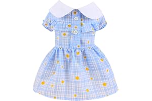 BAEJMJK Dog Dress for Small Dogs Daisy Floral Girl Puppy Dress Breathable Cute Princess Doggie Dresses Spring Summer Pet Cat Rabbit Clothes（Blue,Medium）