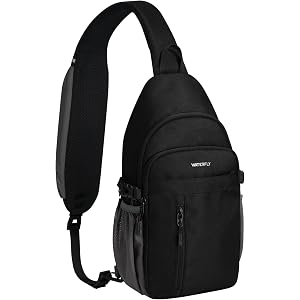 WATERFLY Small Crossbody Sling Bag: RFID Travel Hiking Daypack Man Woman | RFID-blocking,12 Multi-compartment pockets,Water-r