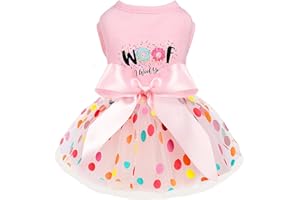 YIKEYO Dog Dress for Dog Spring Summer，Dog Dress for Small Dogs Girl，Dog Skirt Female Puppy Dresses Pet Dress Yorkie Chihuahua Tulle Dress Birthday Party Lace Costume Tutu Skirt Apparel