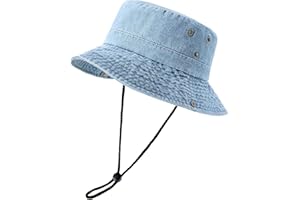 TopTie Men's Vintage Washed Denim Bucket Hat Camo Cowboy Bonnie Hat for Fishing, Hiking