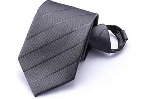 Men's Neckties Dark Gray Striped Ties For Men Dark Gray Mens Ties zippered For Business Wedding Occasions