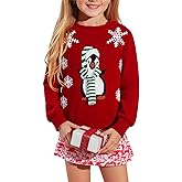 HOOGRIN Girls Christmas Sweaters Kids Sweater Holiday Winter Pullover Crew Neck Long Sleeve Knit Top