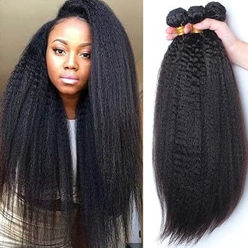 Amazon Com Mongolian Kinky Straight Hair Weave Bundles 3pcs 7a