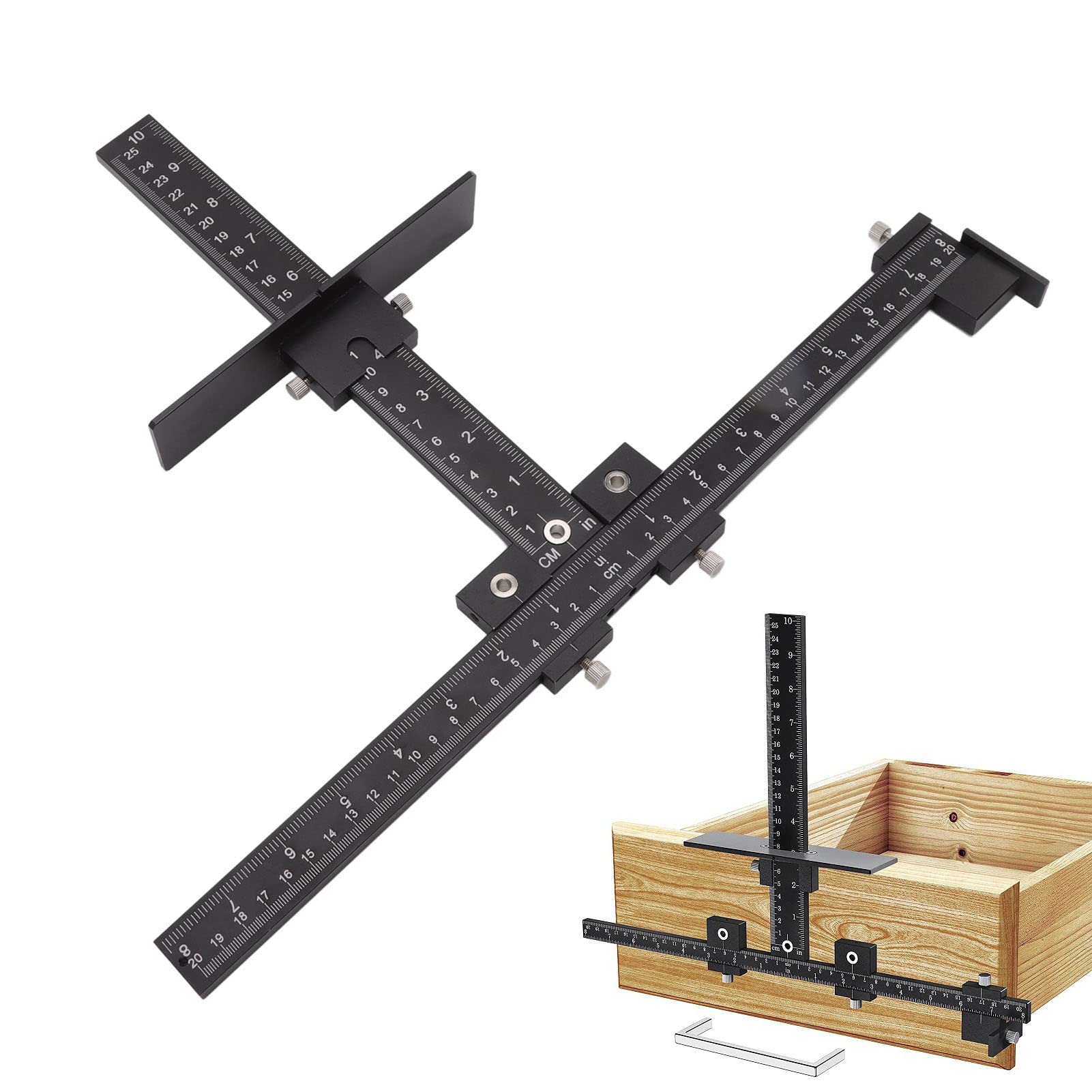 Cabinet Installation Tool, Precision Punch & Drill Guide, Aluminum Alloy Hardware Jig for Kitchen Cabinets, Wardrobes, Drawers, Furniture Fitting