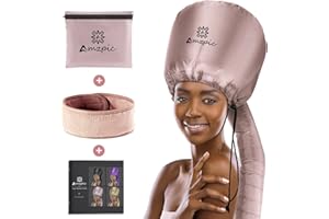 AMZPIC Bonnet Hood Hair Dryer Attachment - Soft, Adjustable Extra Large Bonnet Hair Dryer for Speeds Up Drying Time at Home, Easy to Use for Styling, Curling and Deep Conditioning (Pink)