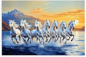 Seven Running Horses Painting Vastu Wall Art Poster 7 Lucky Horse Pictures 10 Canvas Poster Wall Art Decor Print Picture Pain