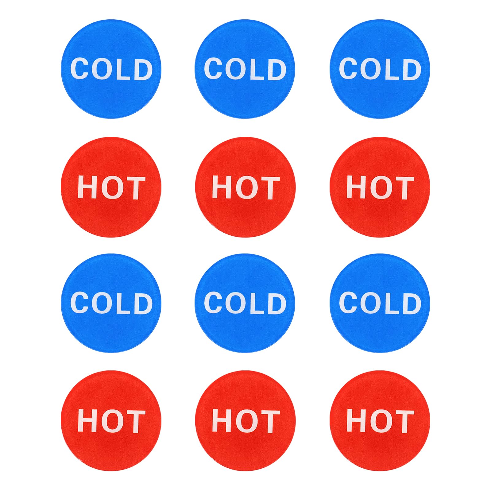 PATIKIL Self Stick Hot/Cold Water Label, 6 Pairs/12 Pack Acrylic Round Shape Sticker Signs for Faucets Sinks, Red/Blue