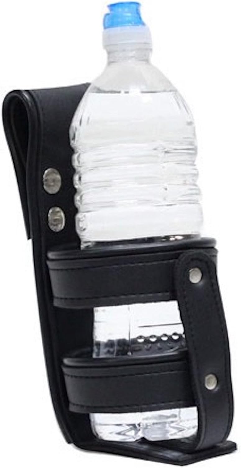 Black Leather Motorcycle Cup Holder with Button Snaps Clothing
