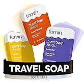 FOMIN - Paper Soap Sheets for Traveling -300 Variety(Lemon,Orange,Lavender) Portable Soap Sheets for Travel in Tin-Dissolvabl