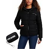 Steve Madden Womens Packable Puffer Jacket - Lightweight Wind & Water Resistant Full-Zip Insulated Winter Coats for Women