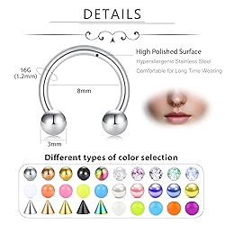 D.Bella 40pcs Septum Rings 16G Septum Jewelry