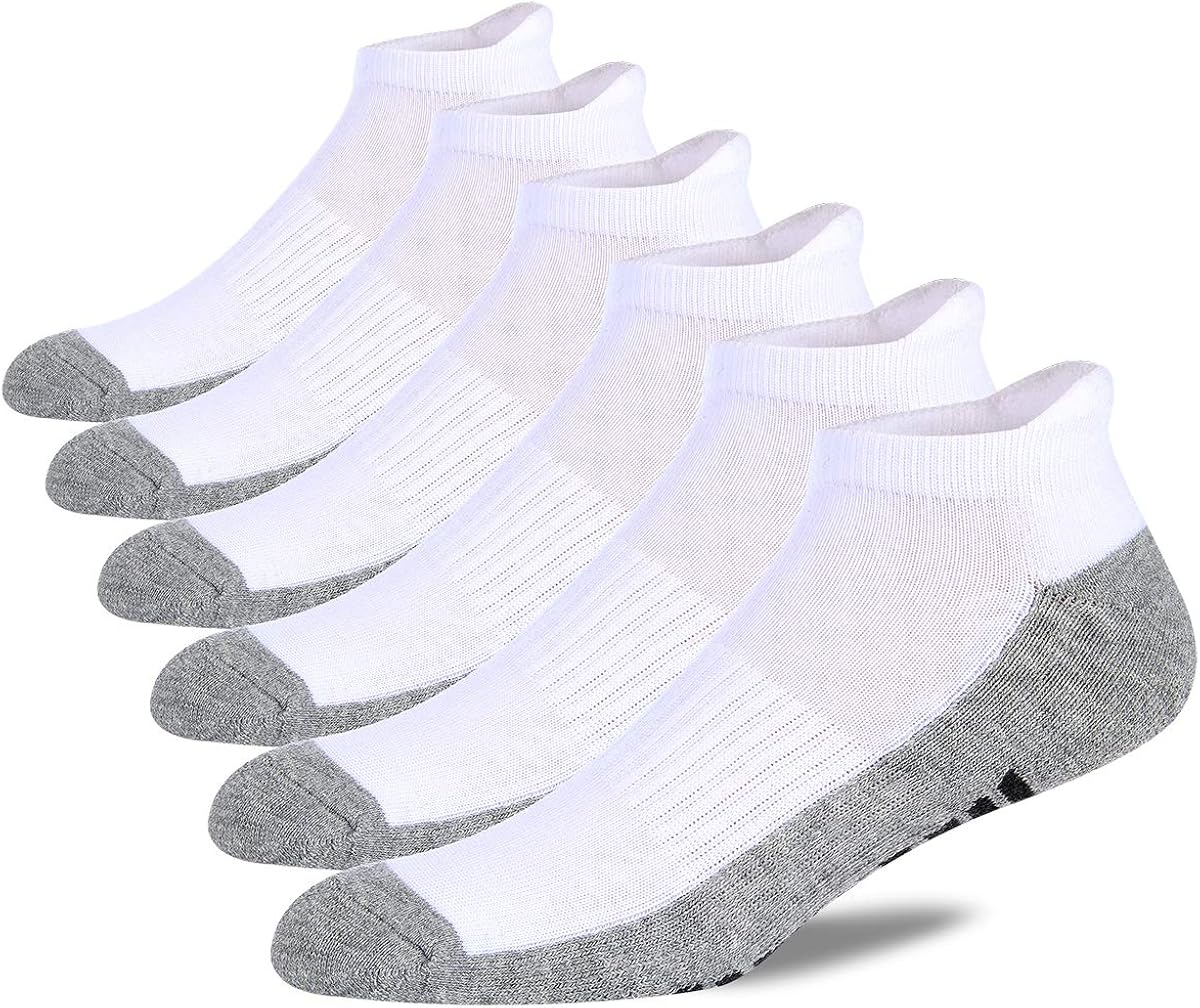 Eallco Mens Ankle Socks Low Cut Athletic Cushioned Running Tab Socks 6 Pack: Clothing